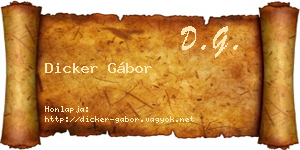 Dicker Gábor névjegykártya